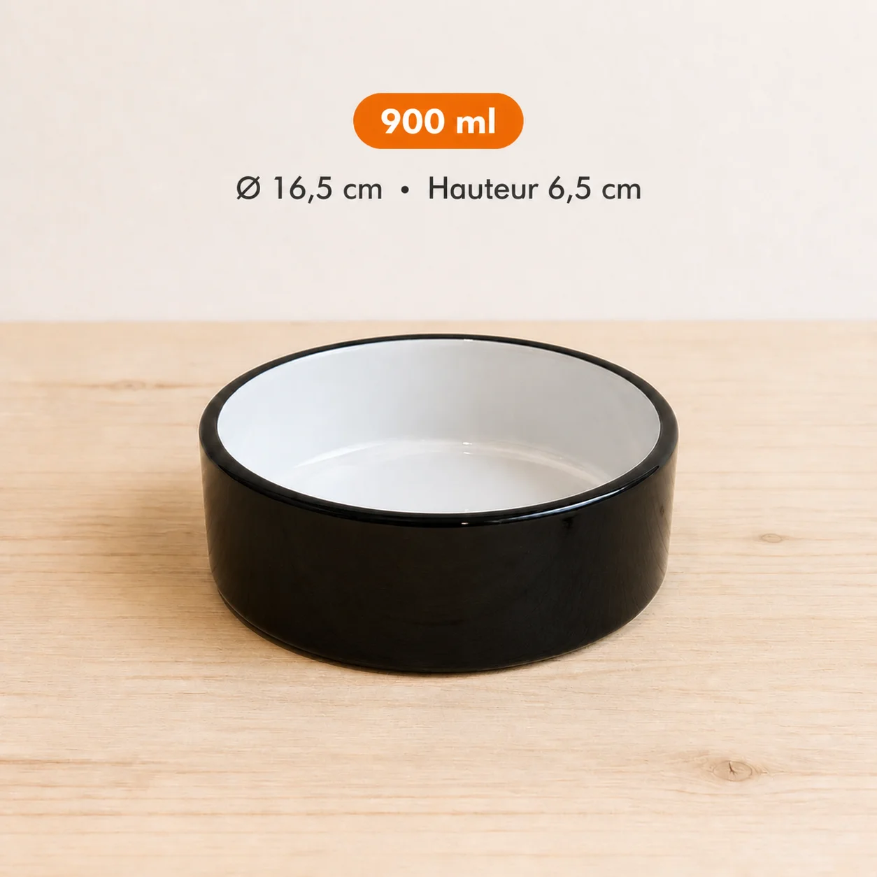 Gamelle en céramique noire et blanche de 900 ml pour l’eau ou la verdure du lapin