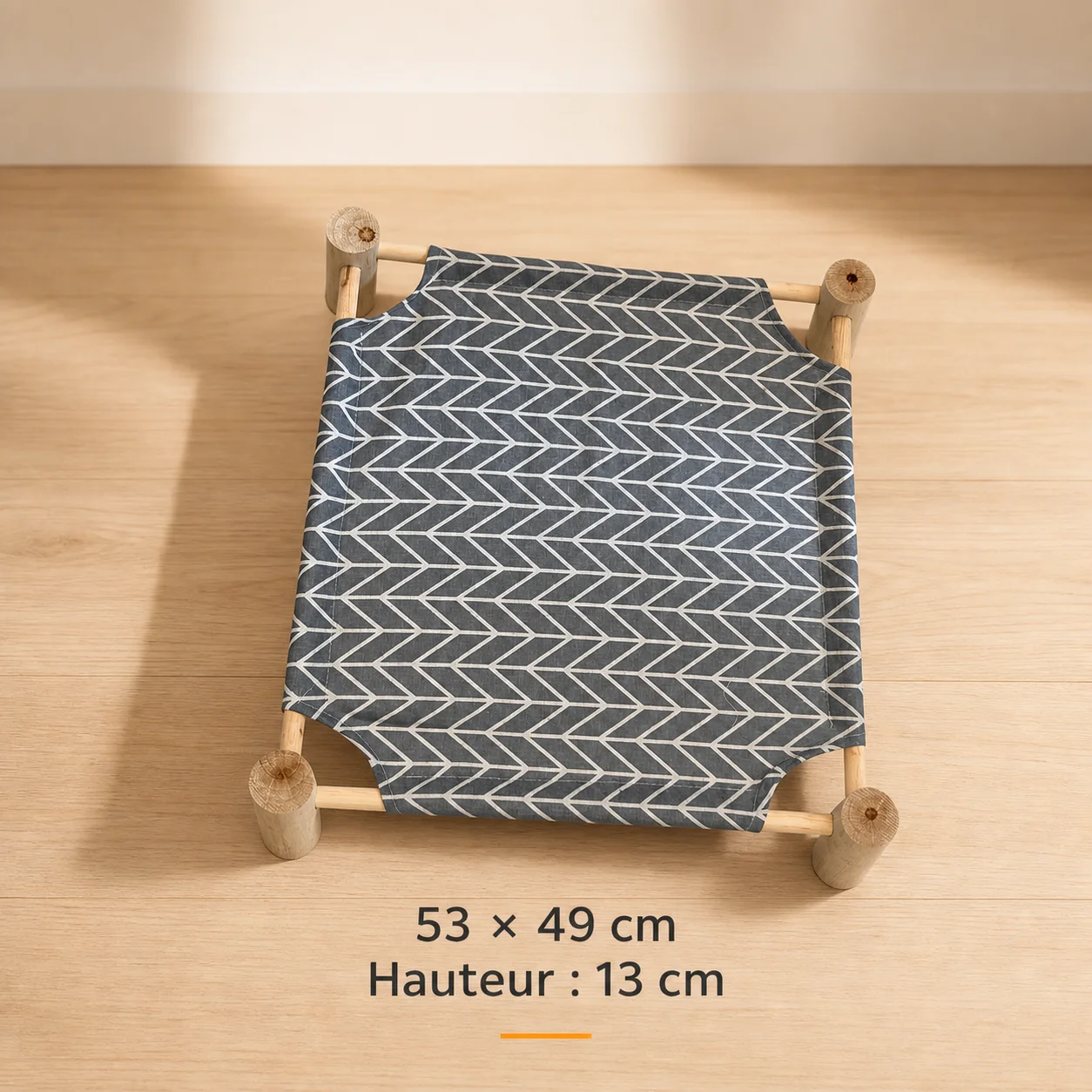 Dimensions de notre hamac pour lapin : L=53cm ; l = 49cm ; h = 13cm